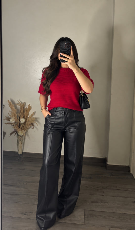 Top en maille rouge