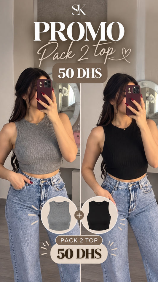 Pack 2 Crop Top noir et gris