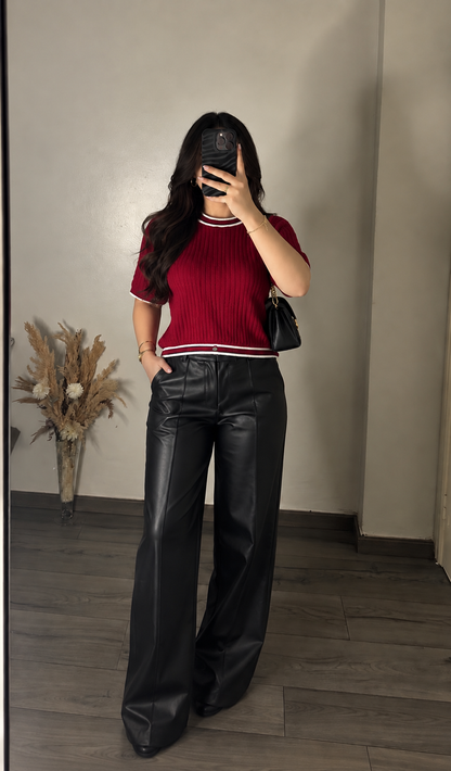 Top en maille rouge