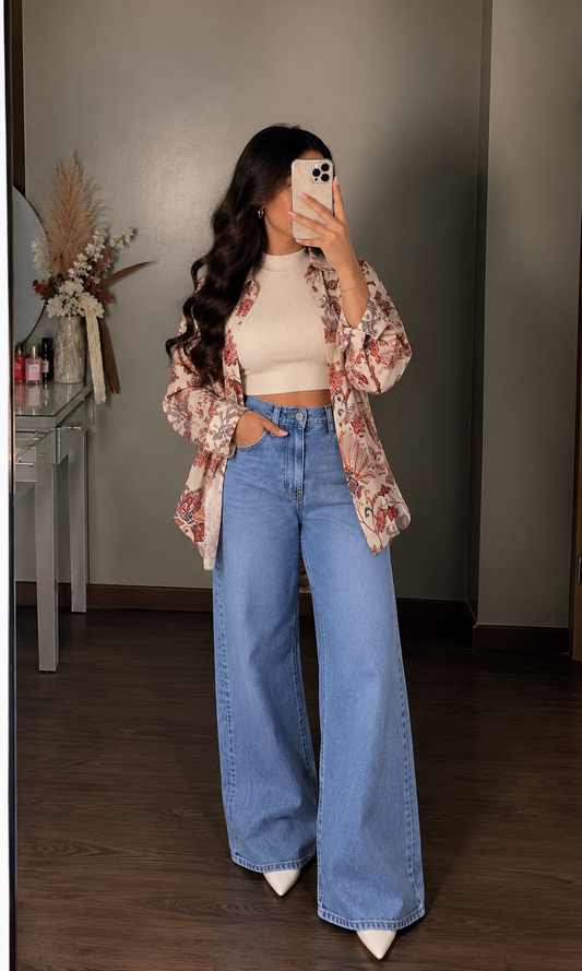 Chemise longue à imprimé floral