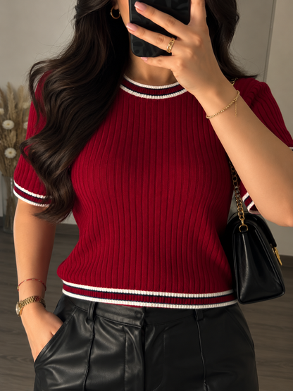 Top en maille rouge